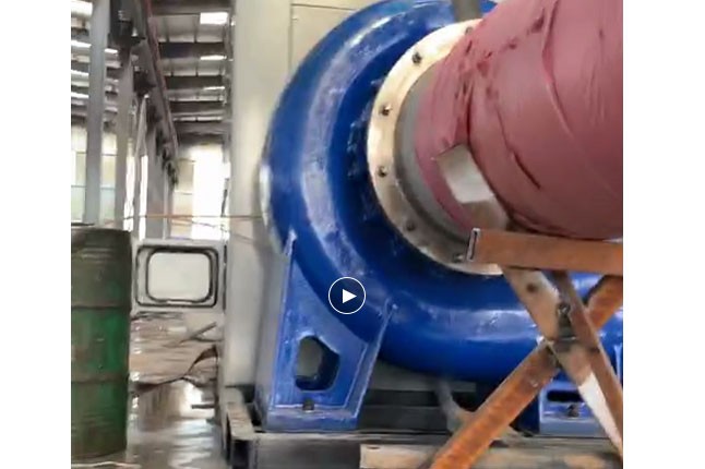 开云(中国)泵业流量5100立方大型柴油机混流泵机组测试中